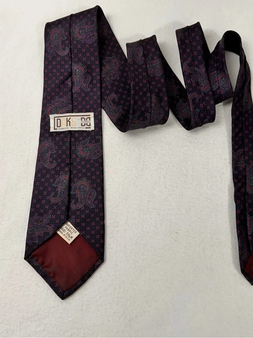 Classic Navy Paisley Silk Tie -DAKS Vintage Silk Tie Men's Paisley